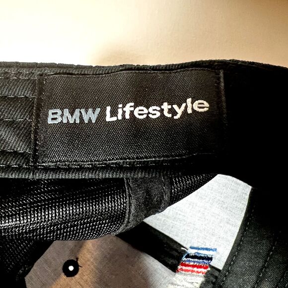 BMW Lifestyle M Series Cap Black w/White Stripes Adjustable Embroidered Logo - Picture 5 of 6
